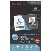 GBC LAMINATING POUCH 175 MICRON 65 X 108MM CLEAR PACK 100