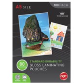 GBC LAMINATING POUCH 80 MICRON A5 CLEAR PACK 100