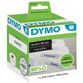 DYMO 99017 LW SUSPENSION FILE LABELS 12 X 50MM WHITE ROLL 220