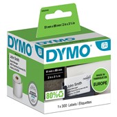 DYMO 30374 LW NAME BADGE LABELAPPOINTMENT CARD NONADHESIVE 89 X 51MM ROLL 300