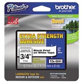 BROTHER TZES241 STRONG ADHESIVE LABELLING TAPE 18MM BLACK ON WHITE