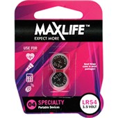 MAXLIFE BATTERY ALKALINE BUTTON CELL LR54 PACK 2