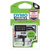 DYMO 1978365 D1 DURABLE LABEL CASSETTE TAPE 12MM X 3M WHITE ON BLACK