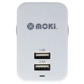 MOKI USB WALL CHARGER DUAL WHITE