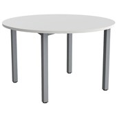 KNIGHT CUBIT MEETING TABLE ROUND D1200 X H730MM SILVER FRAME WHITE TOP