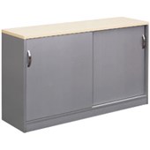 EKO CREDENZA 2 SLIDING DOOR W1200 X D350 X H730MM SILVER AND NORDIC MAPLE