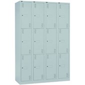 PRECISION CLASSIC STORAGE LOCKER 3 TIER BANK OF 4 W1200 X D457 X H1800MM SILVER GREY