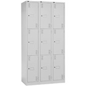 PRECISION CLASSIC STORAGE LOCKER 3 TIER BANK OF 3 W1125 X D457 X H1800MM SILVER GREY