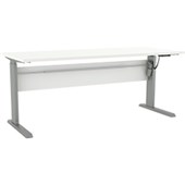 KNIGHT CUBIT HEIGHT ADJUSTABLE DESK ELECTRIC W1800 X D800 X H6601205MM SILVER FRAME WHITE TOP