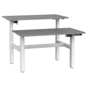 KNIGHT AGILE HEIGHT ADJUSTABLE DESK ELECTRIC 2 STAGE DOUBLE SIDED W1200 X D700 X H6801130MM WHITE FRAME SILVER TOP