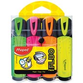 MAPED FLUO PEPS HIGHLIGHTER CHISEL ASSORTED WALLET 4