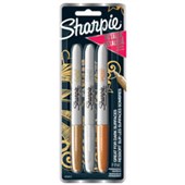 SHARPIE PERMANENT MARKER BULLET FINE 10MM METALLIC ASSORTED GOLDSILVERBRONZE PACK 3