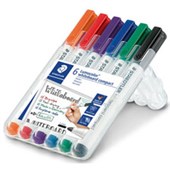 STAEDTLER 341 LUMOCOLOR COMPACT WHITEBOARD MARKER BULLET ASSORTED WALLET 6