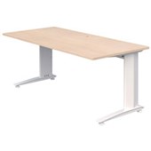 ACCENT ENERGY DESK POWDERCOAT D800 X W1500 X H710MM WHITE FRAME REFINED OAK  TOP