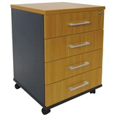 ZEALAND QUICKSHIP MOBILE 4 DRAWER W476 X D470 X H640MM BEECH AND CHARCOAL LOCKING