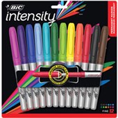 BIC INTENSITY PERMANENT MARKER FINE ASSORTED COLOURS PACK 12