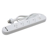 THE BRUTE POWER CO POWERBOARD 4 OUTLET WITH 2 USB PORTS 1M WHITE