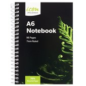 ICON SPIRAL NOTEBOOK A6 SOFT COVER 96 PAGE 70 RECYCLED