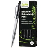 ICON BALLPOINT PEN RETRACTABLE MEDIUM BLACK PACK 10