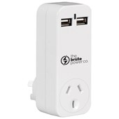 THE BRUTE POWER CO ADAPTOR 1 OUTLET WITH 2 USB PORTS