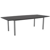 KNIGHT CUBIT BOARDROOM TABLE W2400 X D1200 X H730MM SILVER FRAME BLACK TOP