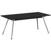 KNIGHT TEAM BOARDROOM TABLE W1800 X D800 X H750MM POLISHED ALLOY FRAME BLACK TOP