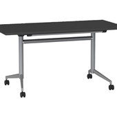 KNIGHT TEAM FLIP TABLE W1400 X D700 X H720MM SILVER FRAME BLACK TOP