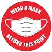 AVERY PRE PRINTED SELF ADHESIVE SIGN WEAR A MASK 200MM ROUND PACK 5