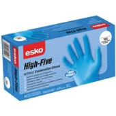 ESKO HIGH FIVE INDUSTRIAL NITRILE DISPOSABLE GLOVES BLUE SMALL BOX 100