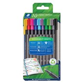 STAEDTLER ECO TRIPLUS FINELINER PEN ASSORTED PACK 10