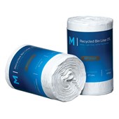 MPH RECYCLED BIN LINERS WITH HANDLES WHITE 27L ROLL 50