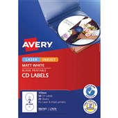 AVERY 960101 L7676 LASER LABELS MEDIA FULL FACE CDDVD 2UP PACK 25