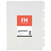 FM LSHAPED POCKET 5 TAB A4 CLEAR PACK 5