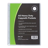 GBP COPYSAFE POCKET HEAVY DUTY PVC A5 CLEAR PACK 5