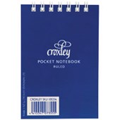 CROXLEY POCKET NOTEBOOK TOP OPENING SPIRAL BOUND W76 X L111MM 50 LEAF