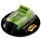 POSTIT 680HVSD MESSAGE FLAG DESK GRIP DISPENSER SIGN AND DATE BRIGHT GREEN