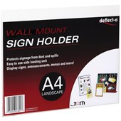 DEFLECTO SIGN HOLDER WALL MOUNT LANDSCAPE A4 CLEAR