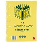 SPIRAX 814 LECTURE BOOK 7 HOLE PUNCHED 100 RECYCLED SPIRAL BOUND A4 140 PAGE