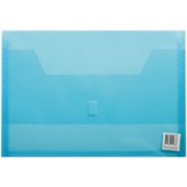 FM POLYWALLY DOCUMENT WALLET HOOK AND LOOP CLOSURE 30MM GUSSET FOOLSCAP BLUE