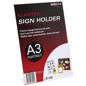 DEFLECTO SIGN HOLDER SLANTED PORTRAIT A3 CLEAR