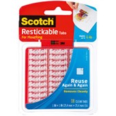 SCOTCH R100 MOUNTING SQUARE TABS REUSABLE 254MM CLEAR PACK 18