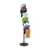 DEFLECTO BROCHURE HOLDER A4 7 TIER 7 COMPARTMENTS FIXED FLOOR STAND FREE STANDINGWALL MOUNT BLACK AND WHITE4