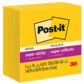 POSTIT 6545SSY SUPER STICKY NOTES 76 X 76MM YELLOW PACK 5