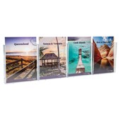 DEFLECTO BROCHURE HOLDER A4 1 TIER 4 POCKET WALL MOUNT PORTRAIT CLEAR