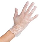 DISPOSABLE GLOVES HYTEC CLEAR VINYL POWDER FREE LARGE PACK 100