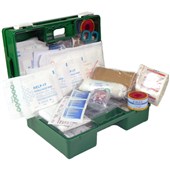 HELPIT FIRST AID KIT 125 PERSON GREEN PLASTIC WALL MOUNTABLE