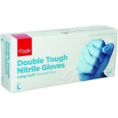 NITRILE DISPOSABLE GLOVES EAGLE BLUE POWDER FREE LONG CUFF EXTRA LARGE PACK 50