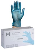 DISPOSABLE GLOVES MATTHEWS VINYL FOOD GRADE POWDER FREE BLUE MEDIUM BOX 100