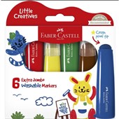 FABER CASTELL LITTLE CREATIVES EXTRA JUMBO WASHABLE MARKERS PACK 6